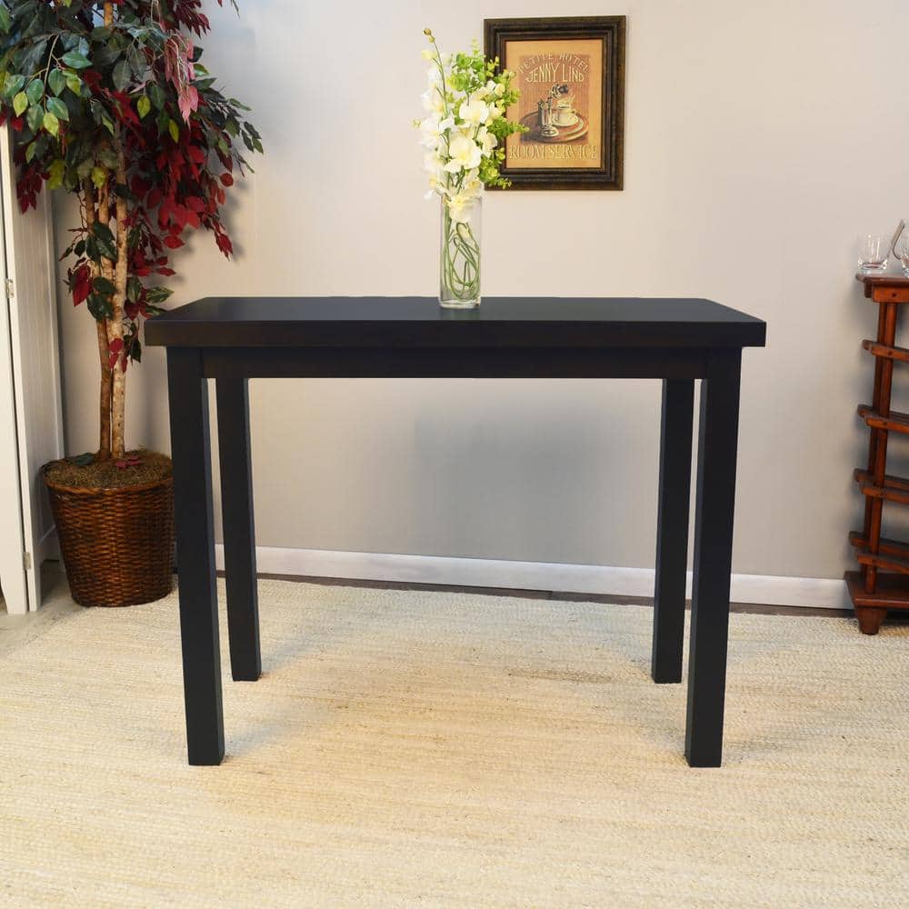 Antique Black Rectangular Wood Counter Height Bar Table