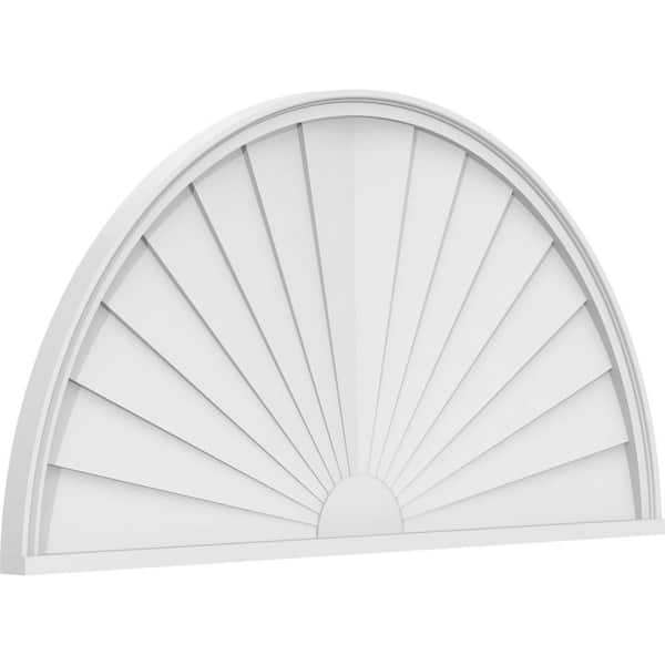 2 in. x 54 in. x 27 in. Half Round Sunburst Architectural Grade PVC Pediment