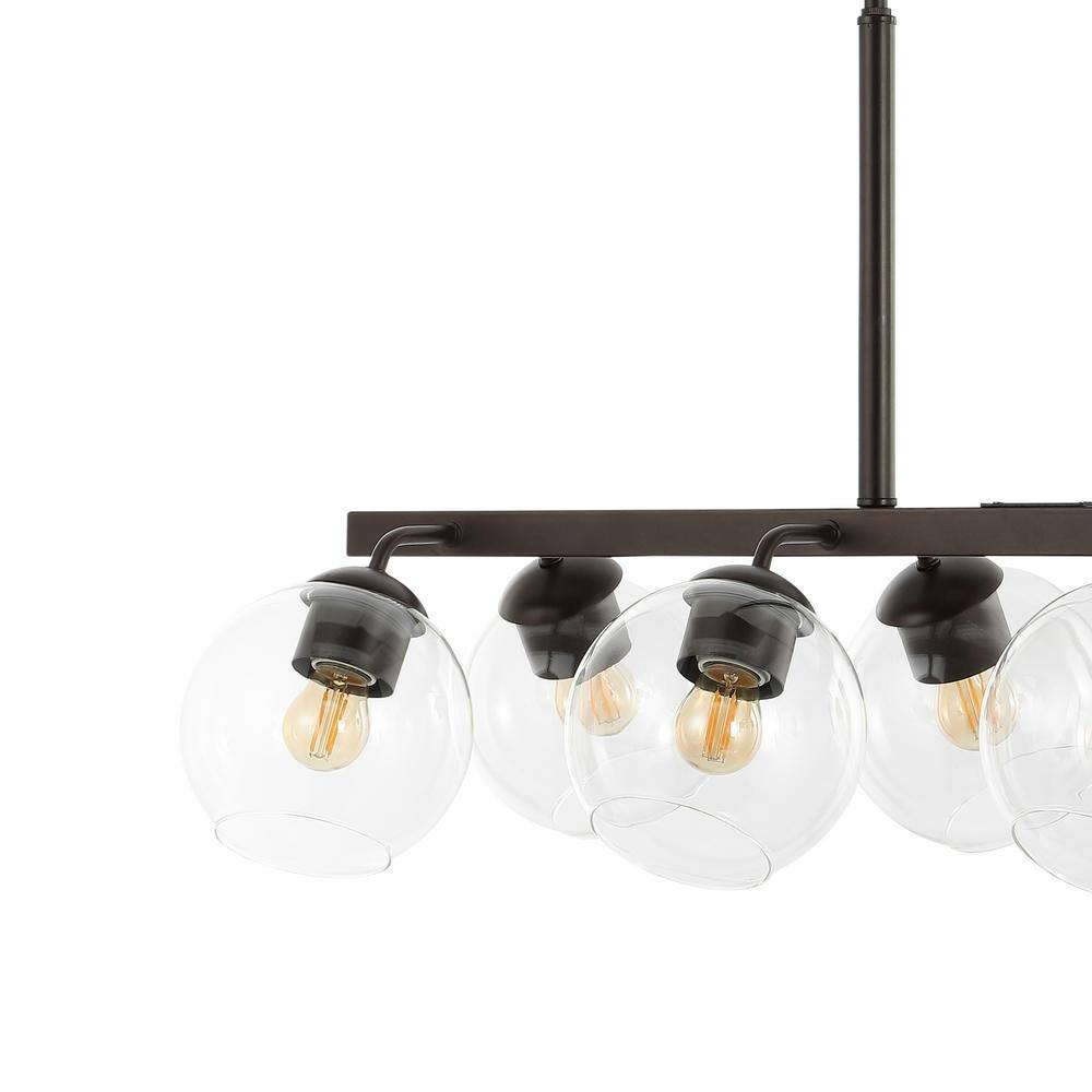 Julian 56.5" Oil-Rubbed Bronze LED Linear Pendant with Clear Glass Globes