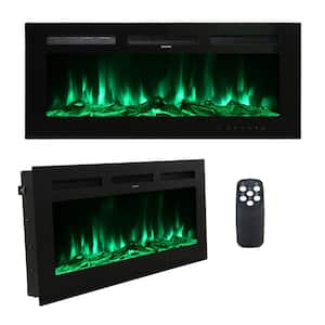 36 in. Wall-Mounted or Built-In Recessed Electronic Fireplace Insert with Over Heating Protection and Adjustable Flame
