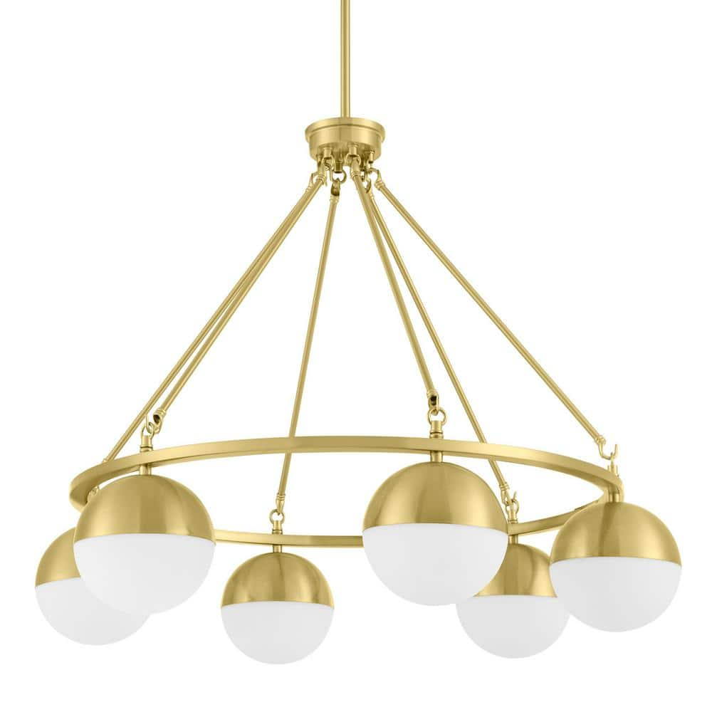 Home Decorators Collection Palla 6-Light Gold Globe Chandelier with Frosted Glass Shade