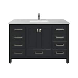 London 42 in. W x 18 in. D x 34 in. H Bathroom Vanity in Espresso with White Carrara Marble Top with White Sink