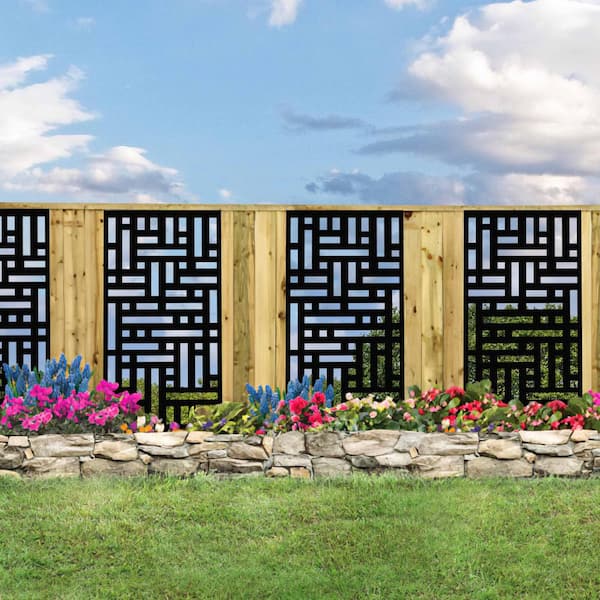 PexFix 75 in. W x 48 in. H Black Patio Decor Privacy Screen Fence