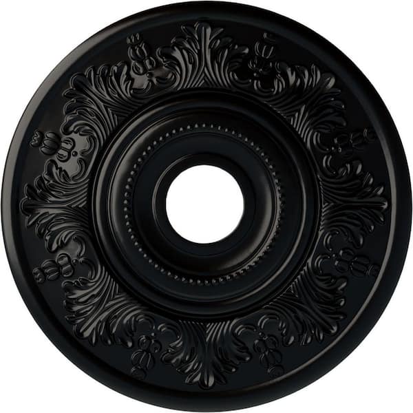 Ekena Millwork 1-1/2" x 20" x 20" Polyurethane Vienna Ceiling Medallion, Hand-Painted Jet Black
