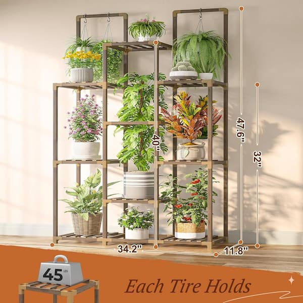 34.2''W*11.8''D*47.4''H Double Rod Plant Stand Indoor Plant Shelf