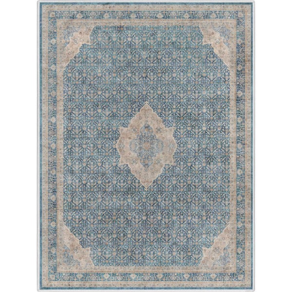 Well Woven Blue 3 ft. 11 in. x 5 ft. 3 in. Asha Lilith Vintage Persian Oriental Area Rug