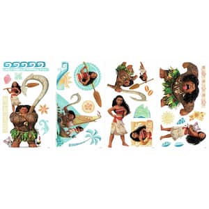 5 in. x 11.5 in. Disney Moana 25-Piece Peel and Stick Wall Decals