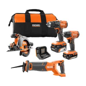 18V Cordless 4-Tool Combo Kit with (1) 4.0 Ah Battery, (1) 2.0 Ah Battery, Charger, and Bag