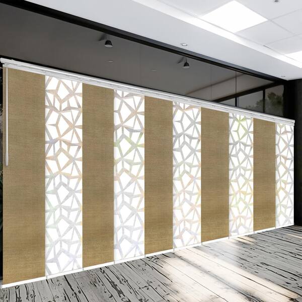 EMOH Desert Snow 120 in. - 218 in. W x 94 in. L Adjustable 10-Panel White Double Rail Panel Track with 23.5 in. Slates