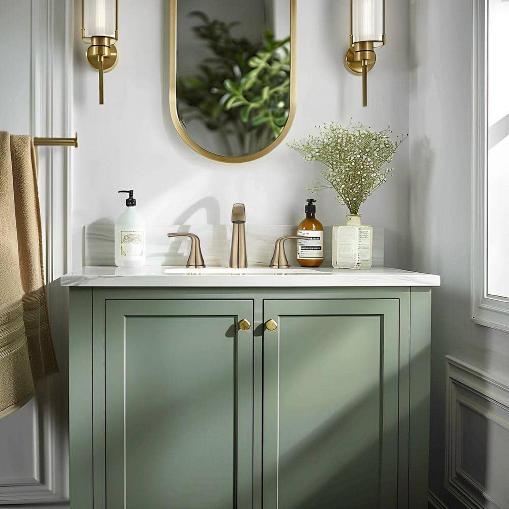 Brushed Gold 8-Inch Widespread Double Handle Bathroom Faucet