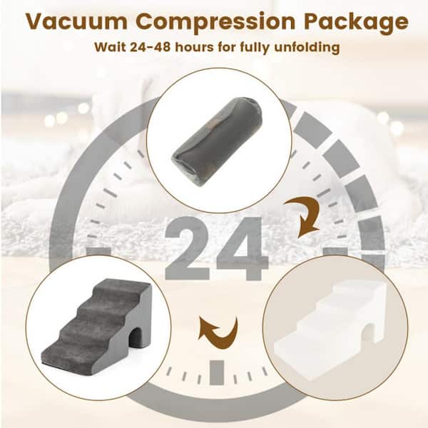 FORCLOVER 4-Tier High Density Foam Dog Stairs Extra Wide Pet