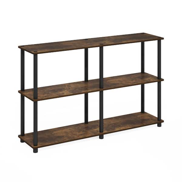 Turn-N-Tube 29.5 in. Tall Amber Pine/Black Wood 3-Shelf Bookcase