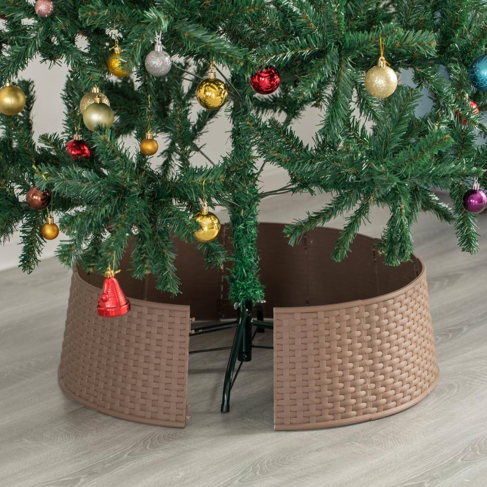 Large Brown Plastic Basket Weave Tree Skirt