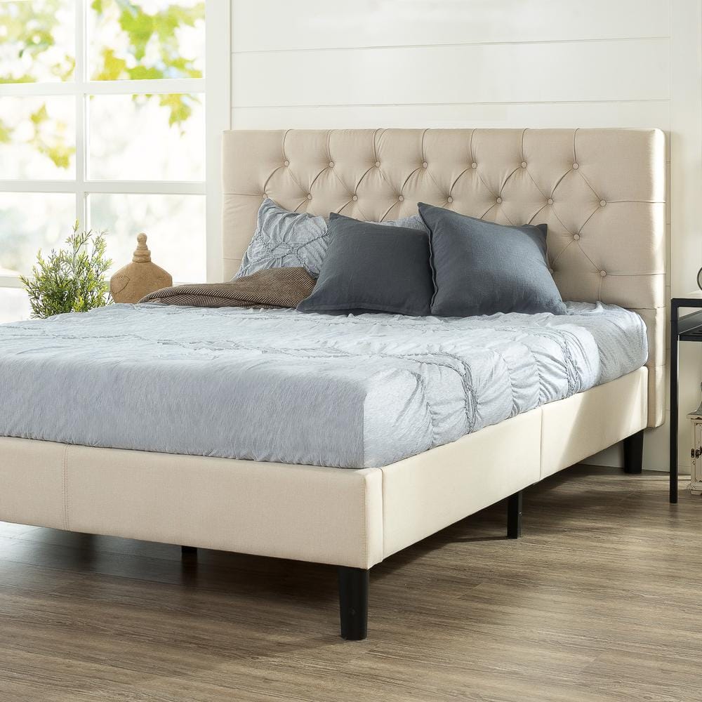 ZINUS Misty Upholstered Platform Bed Frame / Mattress Foundation / Wood Slat Support / No Box Spring Needed / Easy Assembly, Taupe, King (B074TXY7YP)