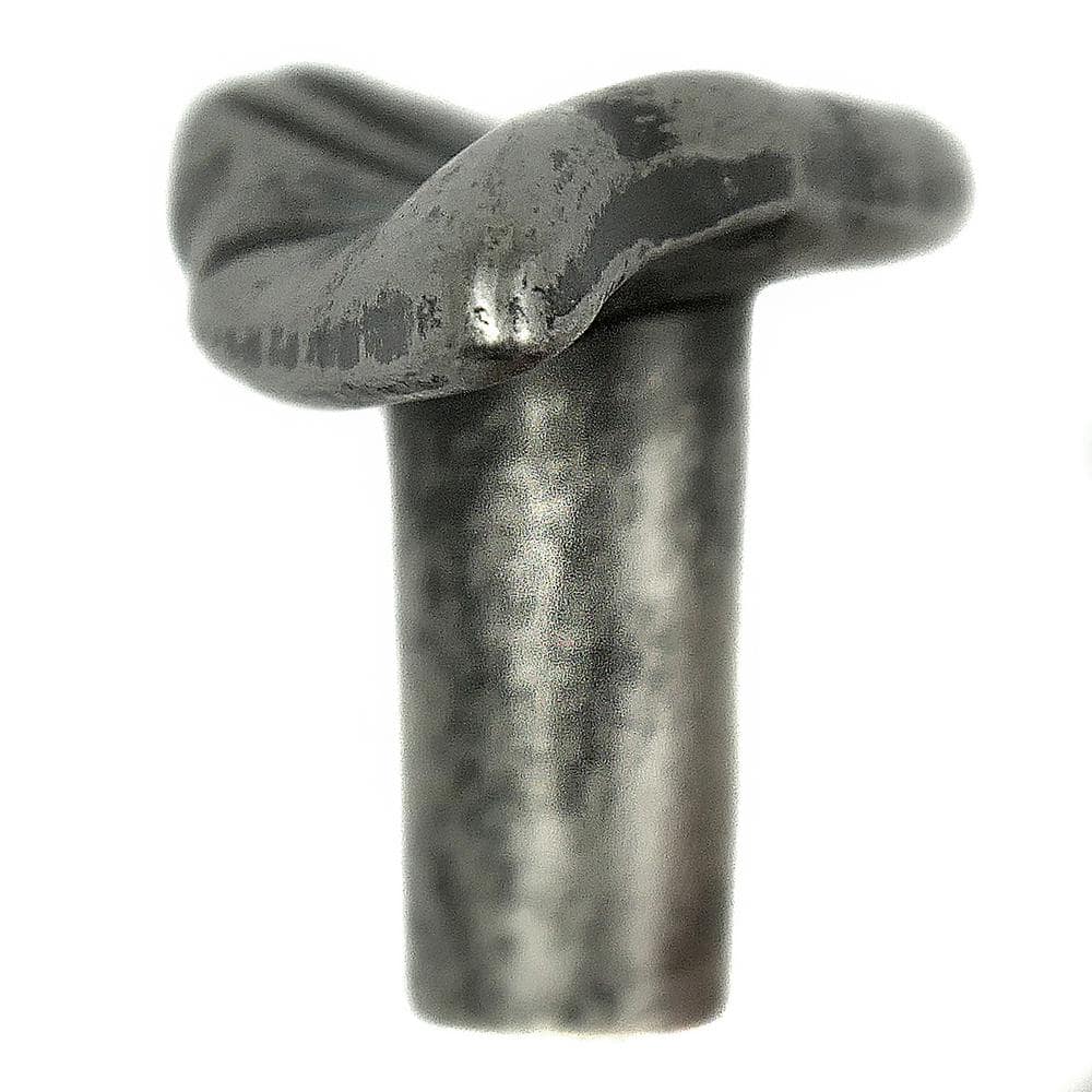 Antique Pewter Leaf-Shaped Cabinet Knob with Mounting Hardware