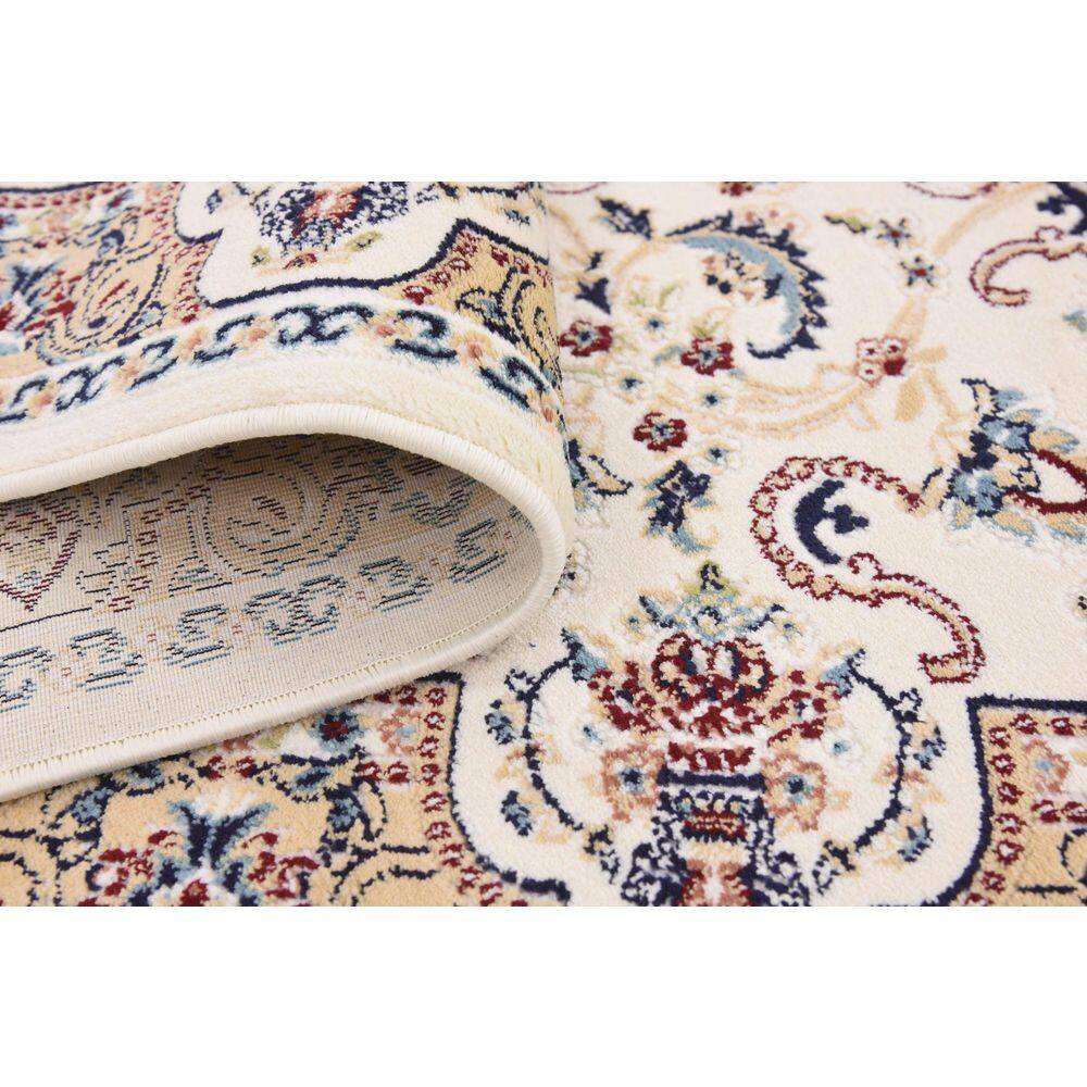 Ivory and Beige Synthetic Persian Runner Rug 3' x 13'