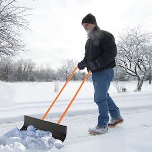 54 in. Bi-Metal Handle Metal Snow Shovel with Wheels with 30 in. Wide Blade and Adjustable Handle