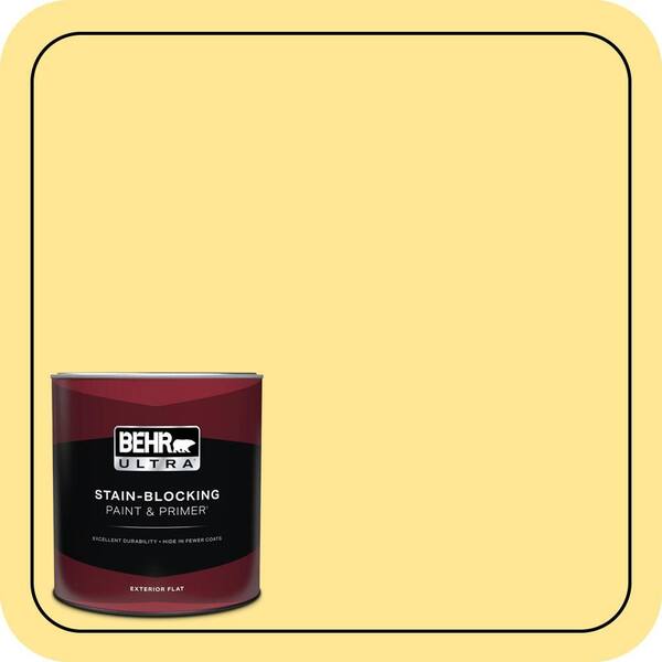 BEHR ULTRA 1 qt. #390B-4 Chilled Lemonade Flat Exterior Paint & Primer