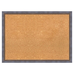 2-Tone Blue Copper Wood Framed Natural Corkboard 30 in. x 22 in. Bulletin Board Memo Board