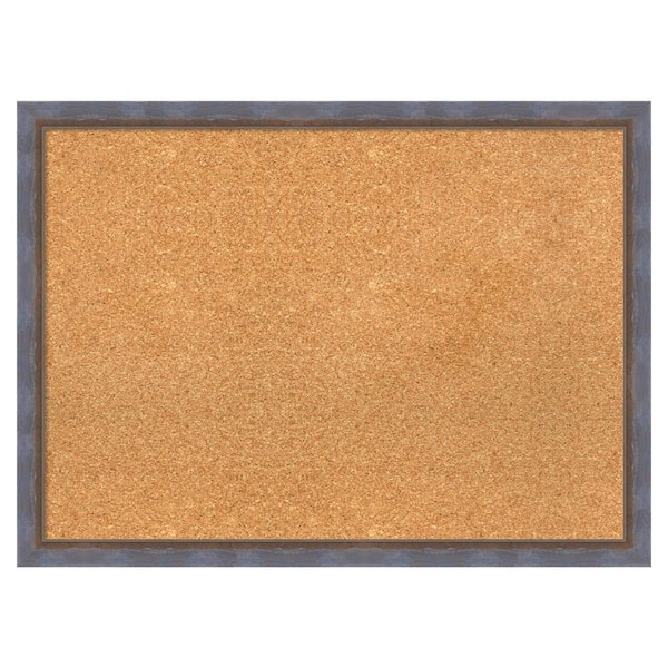 Amanti Art 2-Tone Blue Copper Wood Framed Natural Corkboard 30 in. x 22 in. Bulletin Board Memo Board