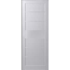 24 in. x 80 in. Siah Bianco Noble Finished Frosted Glass 5-Lite Solid Core Wood Composite Interior Door Slab No Bore