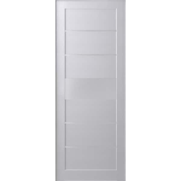 Belldinni 24 in. x 80 in. Siah Bianco Noble Finished Frosted Glass 5-Lite Solid Core Wood Composite Interior Door Slab No Bore