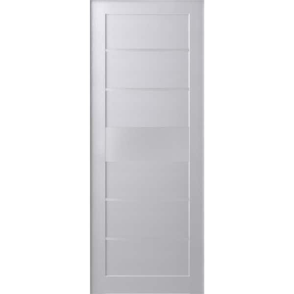 Belldinni 30 in. x 80 in. Siah Bianco Noble Finished Frosted Glass 5-Lite Solid Core Wood Composite Interior Door Slab No Bore