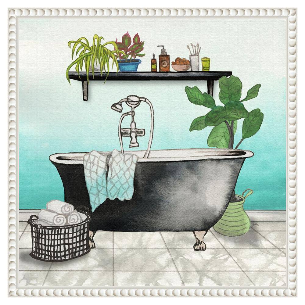 Elizabeth Medley Botanical Bath Framed Canvas Wall Art