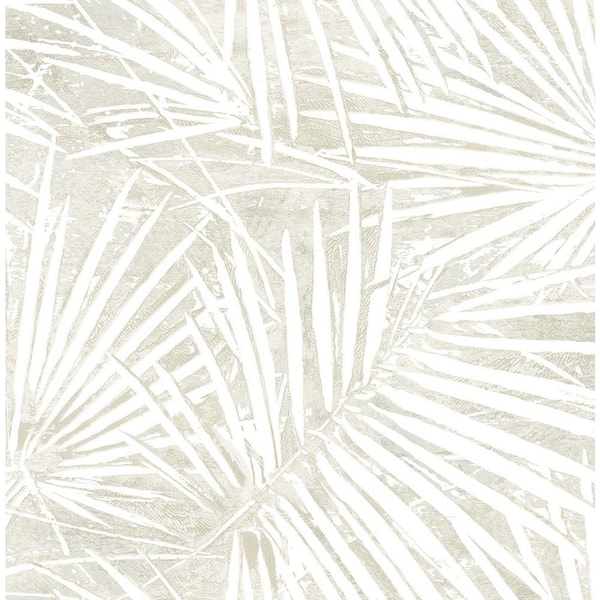 17.08 sq. ft. Natural Fossil Palm Vinyl Peel and Stick Wallpaper Roll