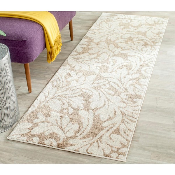 Amherst Wheat/Beige 2 ft. x 13 ft. Floral Geometric Runner Rug