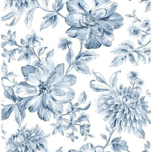 Gabriela Blue Floral Blue Wallpaper Sample