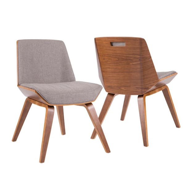 Lumisource Corazza Grey Fabric Dining/Accent Chair with Walnut
