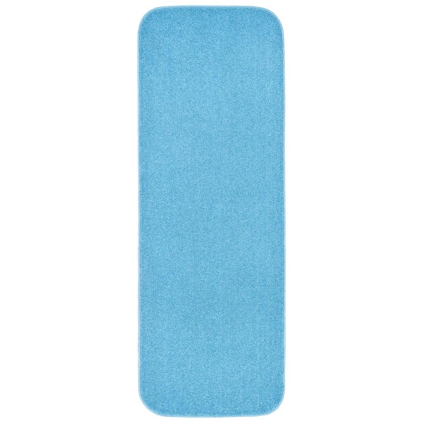 Garland Rug Gramercy 22 in. x 60 in. Basin Blue Solid Color Plush Rectangle Bath Rug
