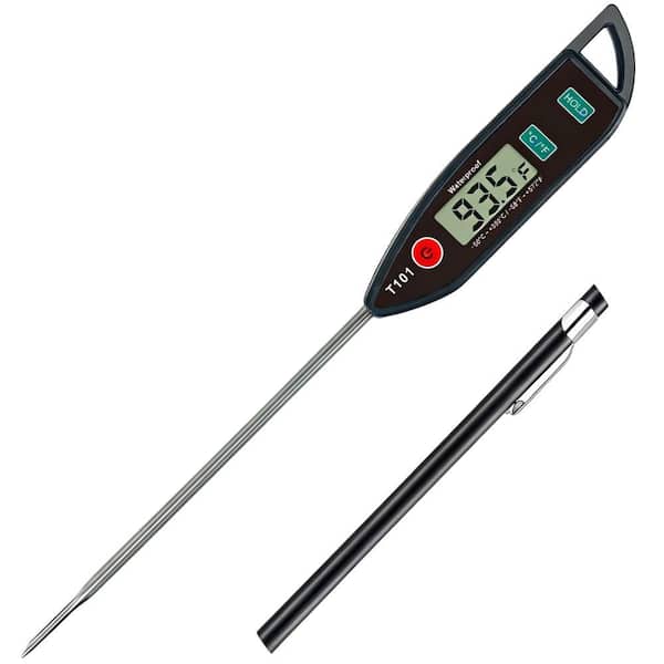 9 in. Waterproof Digital Water Thermometer with Long Probe for Cooking, Meat, Water, BBQ, Black