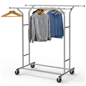 Chrome Metal Garment Clothes Rack Double Rods 42.75 in. W x 61.3 in. H