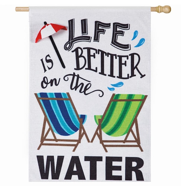 Evergreen Enterprises 2-1/3 ft. x 3-2/3 ft. Life is Better on the Water Suede House Flag