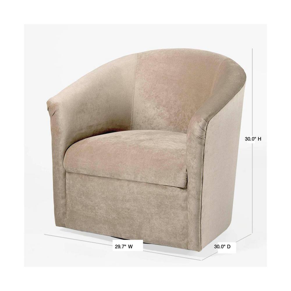 Elizabeth Beige Sand Microfiber Barrel Swivel Accent Chair