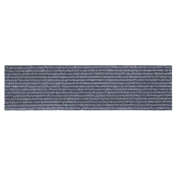 Ottomanson Comfort Collection Non-Slip Rubberback Solid 8 in. x 30 in. Indoor Stair Treads, Set of 7, Gray
