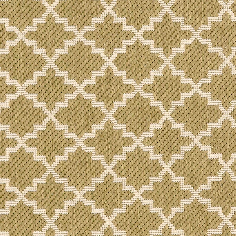 Green and Beige Polypropylene Indoor/Outdoor Rug, 2'-3" x 6'-7"