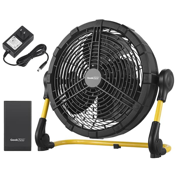 Geek Aire Cordless 12 in. Rechargeable Outdoor High-Velocity Floor Fan with Detachable Power Bank Battery