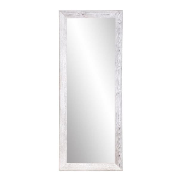 BrandtWorks 26 in. W x 71 in. H Farmhouse Off-White Brown Grain Rectangle Framed Wall Mirror