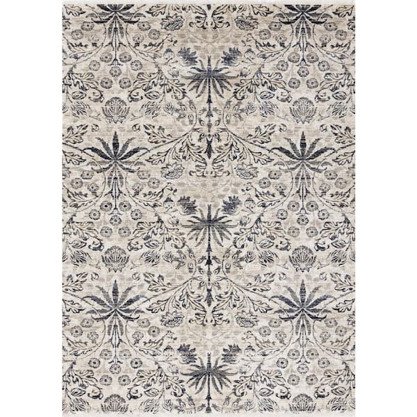 Blue 5 ft. x 8 ft. Woven Medallion Rectangle Indoor Area Rug