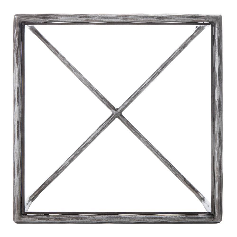 Elegant Jessa 18" Silver Metal and Tempered Glass Square End Table