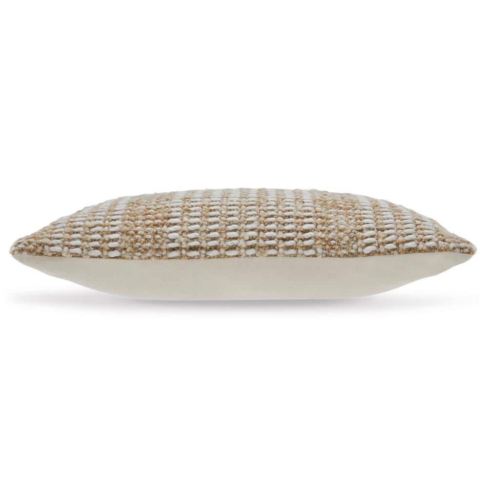 Hathby Beige and Ivory Handwoven Lumbar Pillow