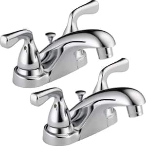 Foundations 4 in. Centerset 2-Handle Bathroom Faucet in Polished Chrome (2-Pack)