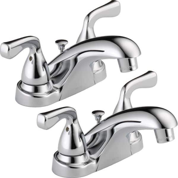 Delta Foundations 4 in. Centerset 2-Handle Bathroom Faucet in Polished Chrome (2-Pack)
