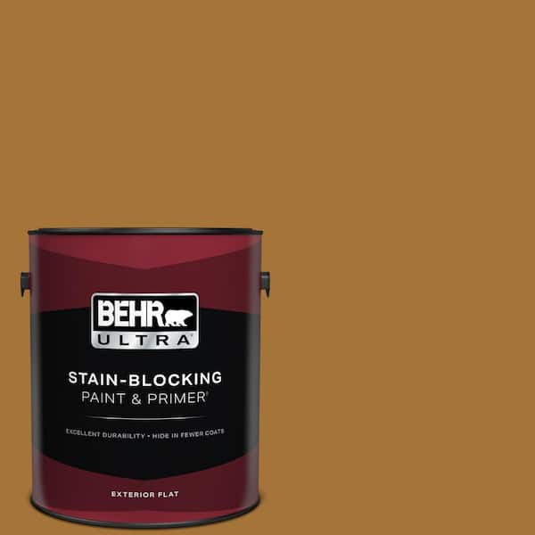 BEHR ULTRA 1 gal. #310D-7 Mayan Gold Flat Exterior Paint & Primer