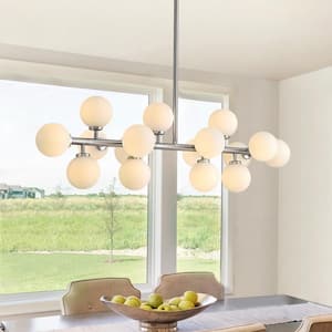 27.56 in. 12-Light Black Bubble Modern Chandelier for Kitchen Island