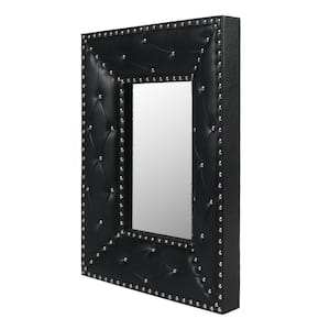 21 in. W x 26 in. H Mordern Rectangular PU Covered Wood Framed for Wall Decorative Bathroom Vanity Mirror in Black