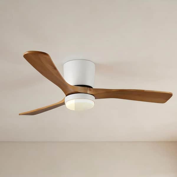 42 in. White Flush Mount Low Profile Standard Ceiling Fans with Lights and Remote Control, Noiseless DC Motor